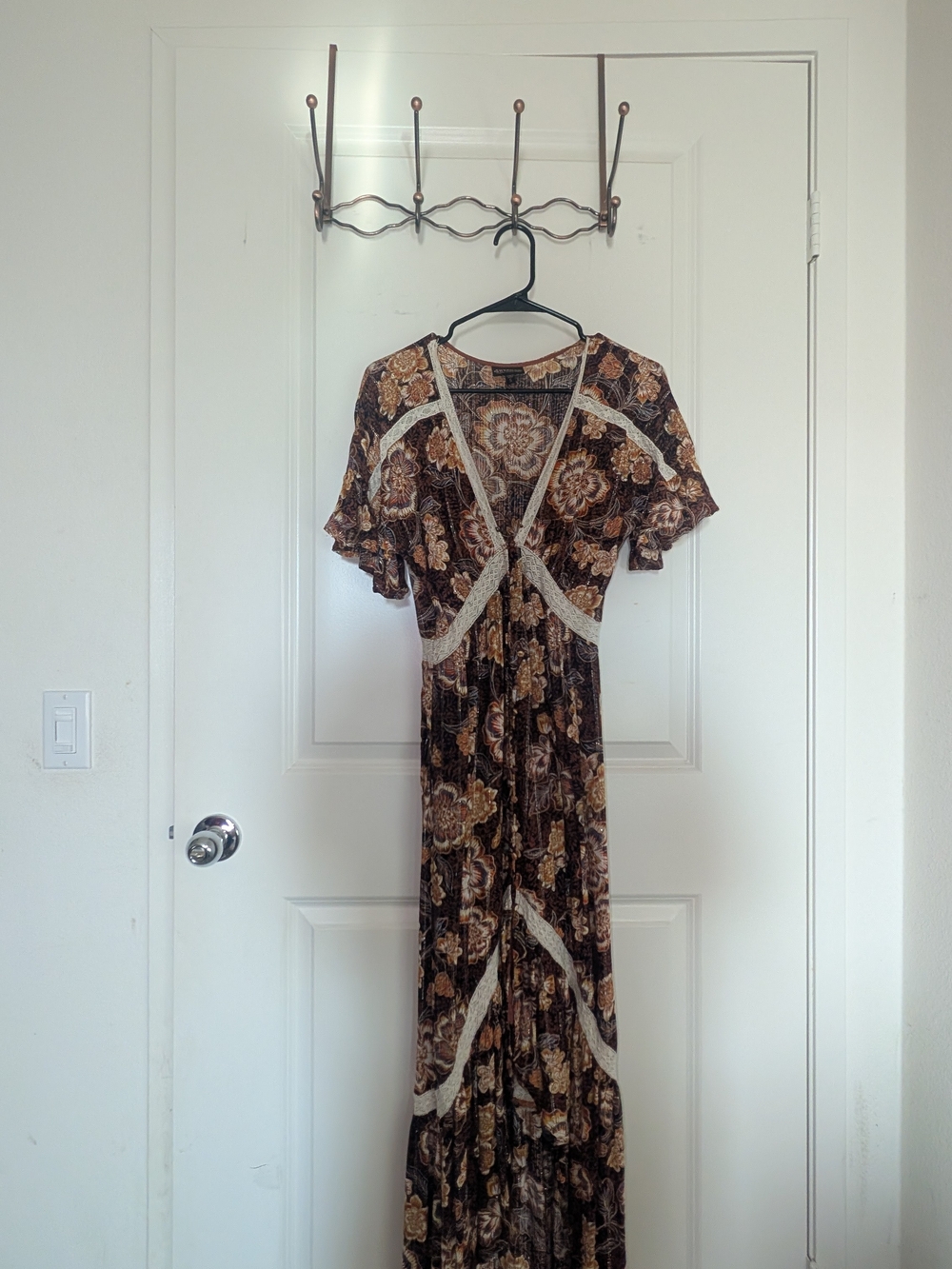 Shyanne Brown Floral Lace-Detail Maxi Dress Western Coastal Cowgirl